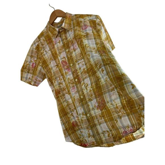 Men’s Ted Baker Rare SAMPLE short sleeve Shirt plaid size 4 Large 6236 - Picture 3 of 11